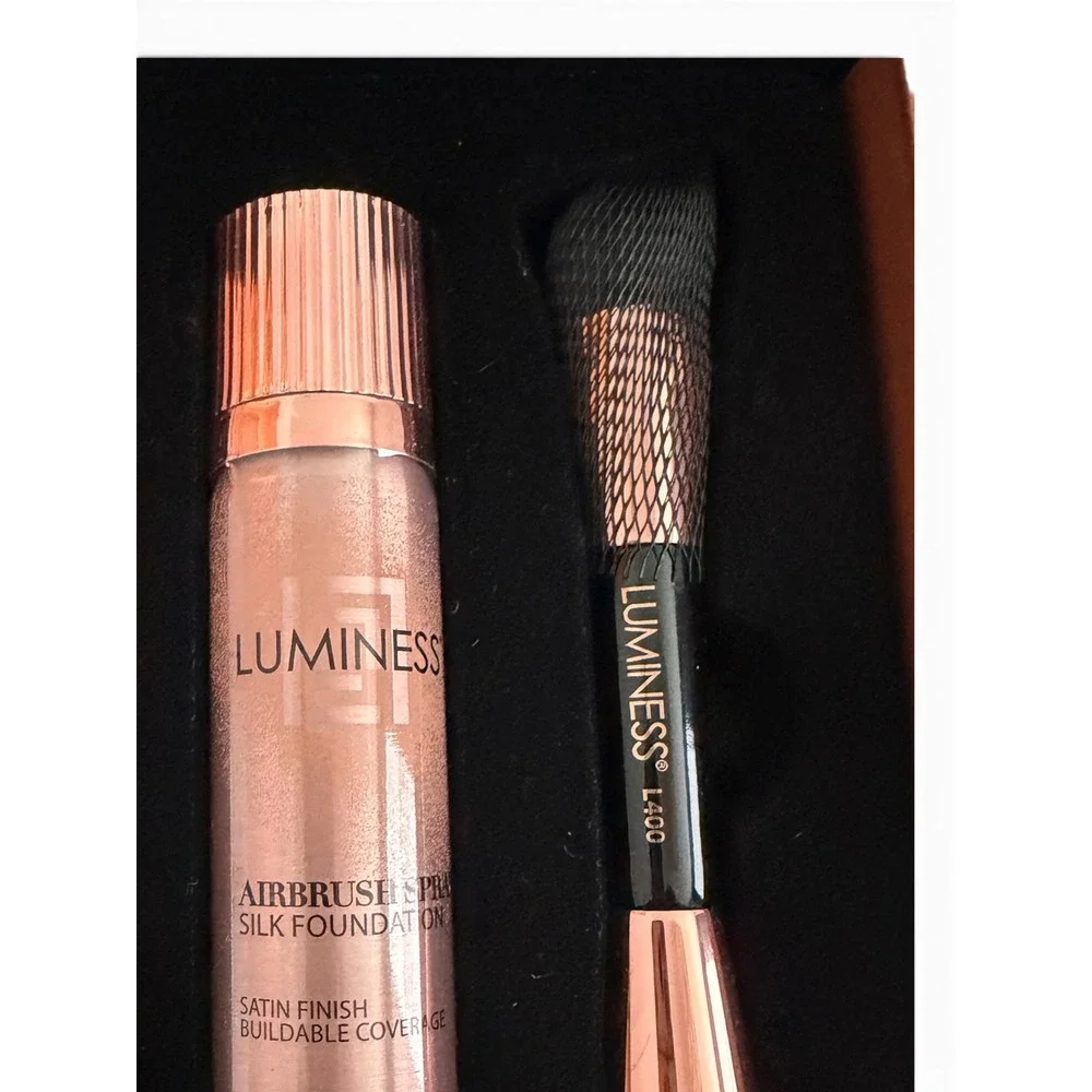Luminess Airbrush Spray Silk Foundation Starter Kit Medium 040 Primer Brush NEW